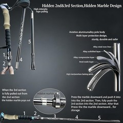 Lightweight Foldable Hiking Poles with Cork Grip, Adjustable 1-Pack