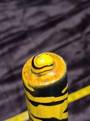 47″ Hand Crafted Wooden Walking Stick/Staff-(BUMBLEBEE DESIGN) w YELLOW/BLK TOP