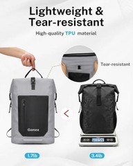 Waterproof Ultralight TPU Backpack Roll Top Dry Bag, Kayaking | Back 55L Grey