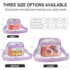 Clear Bag for Stadium Events Clear Sports Fan Handbags Medium Light Purple
