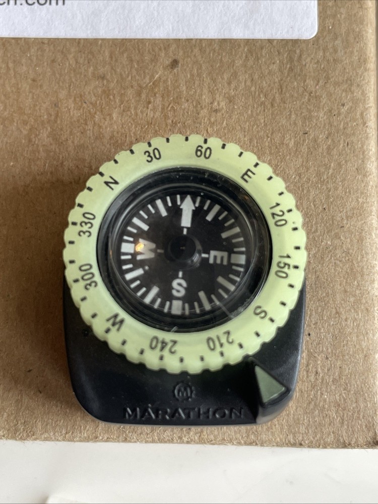 MARATHON WRIST COMPASS CLIP ON GENUINE, CO194005 , GLOW IN DARK New In Box Army