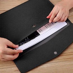 PU Leather A4 File Folder Document Holder Waterproof Portfolio Envelope Black