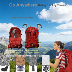 Collapsible Hiking Poles 24-54” Height Adjustable for /4’7”+, 1/4″ Camera Mount