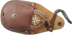 Flat compass leather case custom engrave design unique gift item