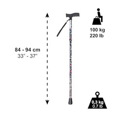 Folding Cane, 5-Level Adjustable Height, Walking Stick Lightweight Floral