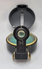 Folding Lensatic Sighting Compass w/ Lid, Easy Read, Plastic, Black/Gold/Green