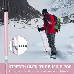 Hiking Poles Collapsible Trekking Poles Aluminum Alloy Hiking 95-115cm Pink