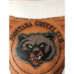 Vtg Mexico Hand Tooled Leather Tripod Stool Seat Cover NCAA Montana NFL Seahawks