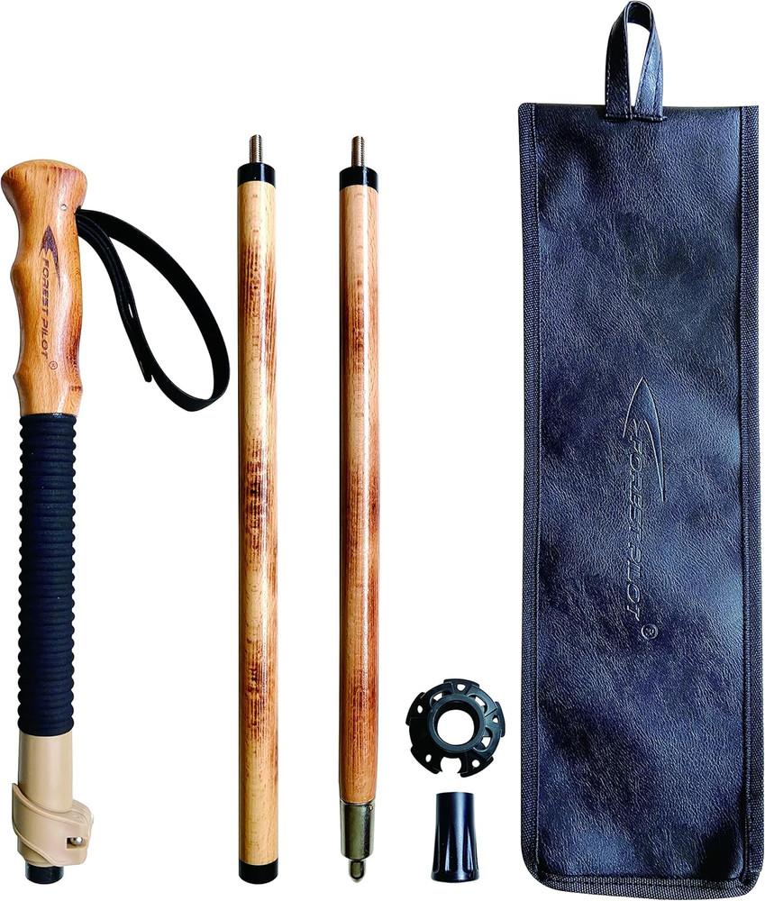 Wood Trekking Pole Hiking Walking Stick – Adjustable Folding Cane Beech Handle
