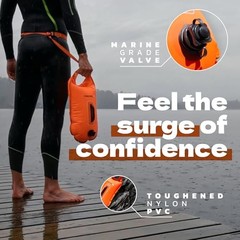 Swim Buoy for Open Water with Dry Bag 15L – Fully Waterproof Swim Bubble Orange