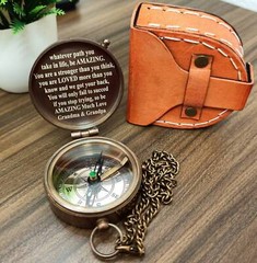 Personalized working Compass With Custom Engraving, Handwriting Engraved Compas
