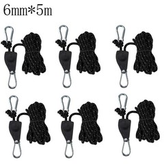 Metal Pulley Regulator 6pcs Outdoor Tent Fixer with Reflective Rope Kit