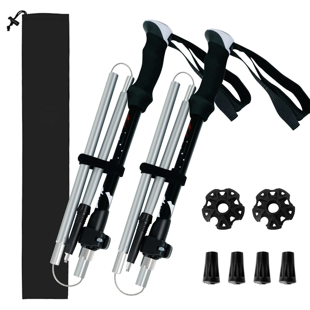 Collapsible Trekking Poles for Hiking – 2 Pack Collapsible Aluminum Walking Stic