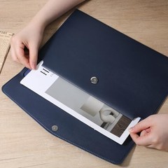 Leather Document Folder, A4 File Document Holder Waterproof Portfolio Blue