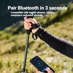 Folding Walking Stick Telescopic Adjustable Anti-slip Trekking Bluetooth Music