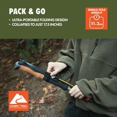 Ozark Trail Aluminum Folding Trekking Poles Cork Grip Quick Lock 2 Pack