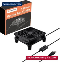 Quiet 120mm Router Fan Cooler with L/M/H 3-Degree Speed Controller, DC 5V USB Po