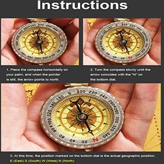 Camping Survival Compass for Hiking,Small Golden Pocket Compass for Kids,Glow in