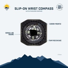 Sun Company Slip-On Wrist Compass – Easy-to-Read Compass for Watch Band or Parac
