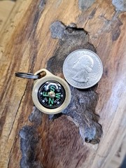 Mini EDC Minimalist Brass Keychain Compass w/Titanium Keyring