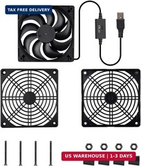 Quiet 120mm Router Fan Cooler with L/M/H 3-Degree Speed Controller, DC 5V USB Po