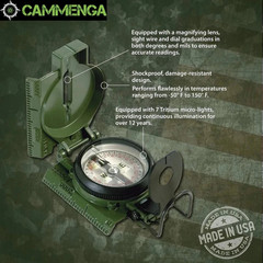 Cammenga Model 3H Tritium Lensatic Compass Olive Drab US Army Issue with Pouch