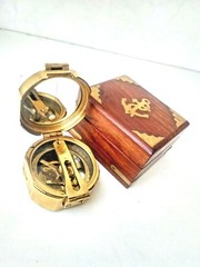 Brass Brunton Compass with wood box nautical magnetic compasses gift maritime