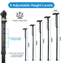 1Pc Walking Cane Aluminum Alloy Walking Stick Adjustable Folding Travel Hiking S