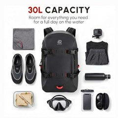 Premium IPX7 Airtight Waterproof Backpack for Kayaking, Paddle Boarding, Black