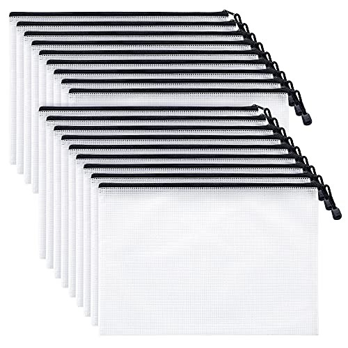 -USA – Mesh Zipper Pouch Document Bag – A4 Letter Size Pack – Clear 50 Black