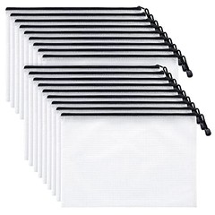-USA – Mesh Zipper Pouch Document Bag – A4 Letter Size Pack – Clear 50 Black