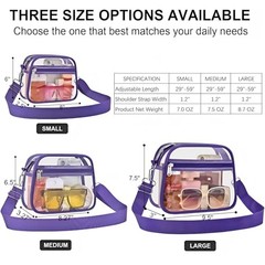Clear Bag for Stadium Events Clear Sports Fan Handbags Purses with Small Purple