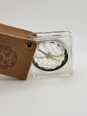 Eddie Bauer Leather Covered Compass & Magnifier 1920 Logo Outdoor Gear