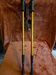 Pair of 2 OP SWISS Metal, Walking/Hiking Sticks. Anti-shock Adjustable.