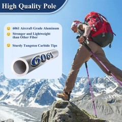 1 Pair Trekking Walking Hiking Sticks Anti-shock Adjustable Alpenstock Poles