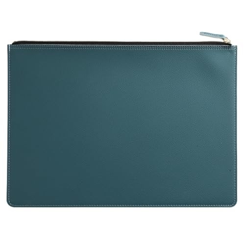 PU Leather A4 File Folder Zipper Document Holder Envelope Folder Case Haze Blue