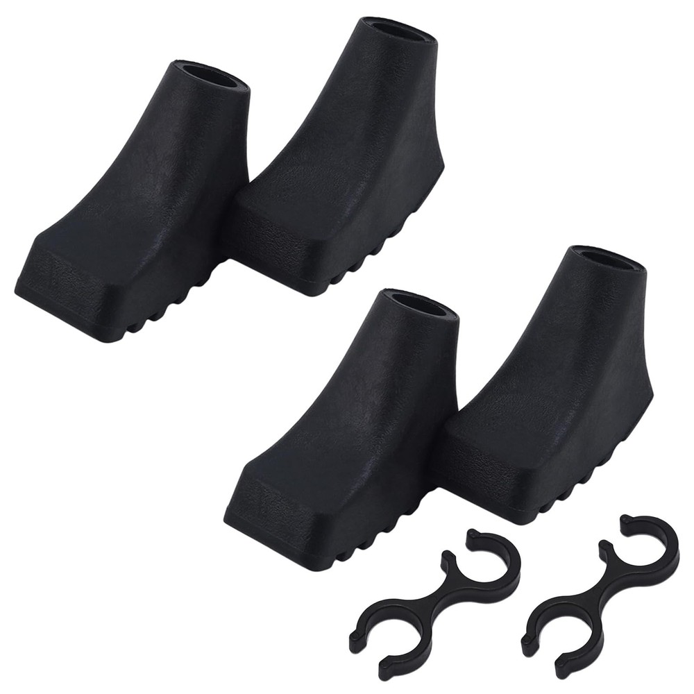 4pcsTrekking Pole Tips Boot, Walking Stick Rubber 2.05X1.85X0.98″, Black