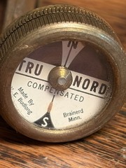Vintage TRU-NORD Brass Clip On Compass V.E. Budlong Brainerd MN Working Order
