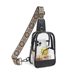 Clear Bag for Stadium Events Transparent Crossbody Bag 1-3 Two-toned Black