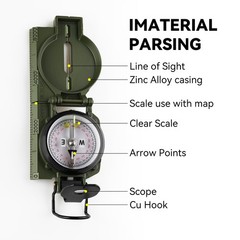 Military Compass, with Sighting Lines, Impact Resistant & Waterproof Compass …