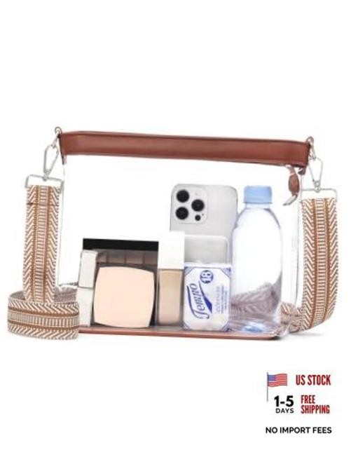 Clear Bag for Stadium Events, Clear Purse for Women, Large Transparent Brown