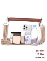 Clear Bag for Stadium Events, Clear Purse for Women, Large Transparent Brown