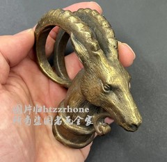 Brass Goat Head Walking Stick Cane Handle Top Topper Hand Grip Holder Decor