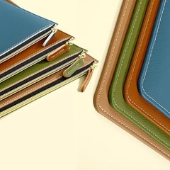 PU Leather A4 File Folder Zipper Document Holder Envelope Folder Case Haze Blue