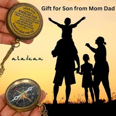 Gift for Son from Mom Dad | Engraved Compass 2″ – Father to Son Gifts, Mom to So