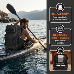 Miramrax Dry Bag Waterproof Backpack 30L Tactical Backpack for Kayaking Black