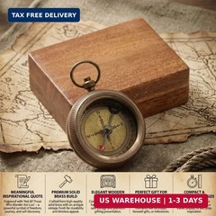 Compass Gift for Mom/Dad, Vintage Pocket Compass Engraved with Go Confidently Cu