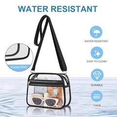 Clear Bag for Stadium Events – Stadium Approved Mini Clear Purse, Small Black