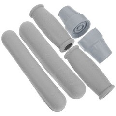 1 Set Durable Walking Crutch Pad Grey Tpr Non Slip Replacement Hand Grip Kit