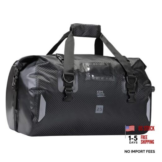 Waterproof Motorcycle Dry Bag – Duffle Tail Bag Soft Luggage/40L/65L 25L Black